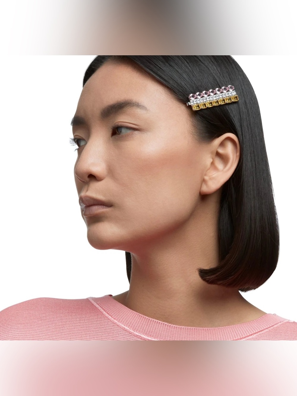 NWT Swarovski Hair Clip, Mixed Crystals Cut, Multicolored, Rhodium Plated